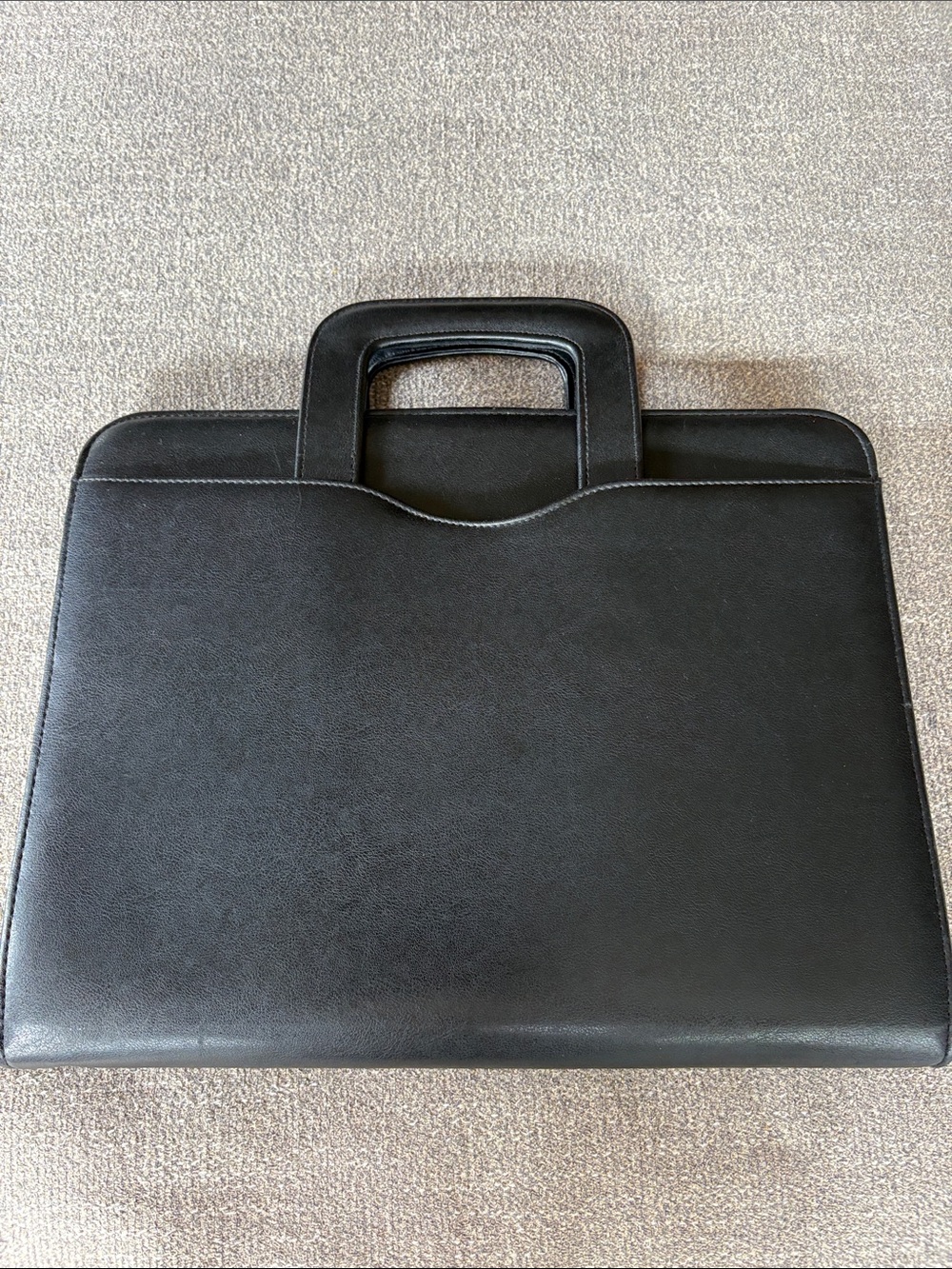 FRANKLIN COVEY DAYTIMER Classic Black Leather Like Briefcase with Handles EUC